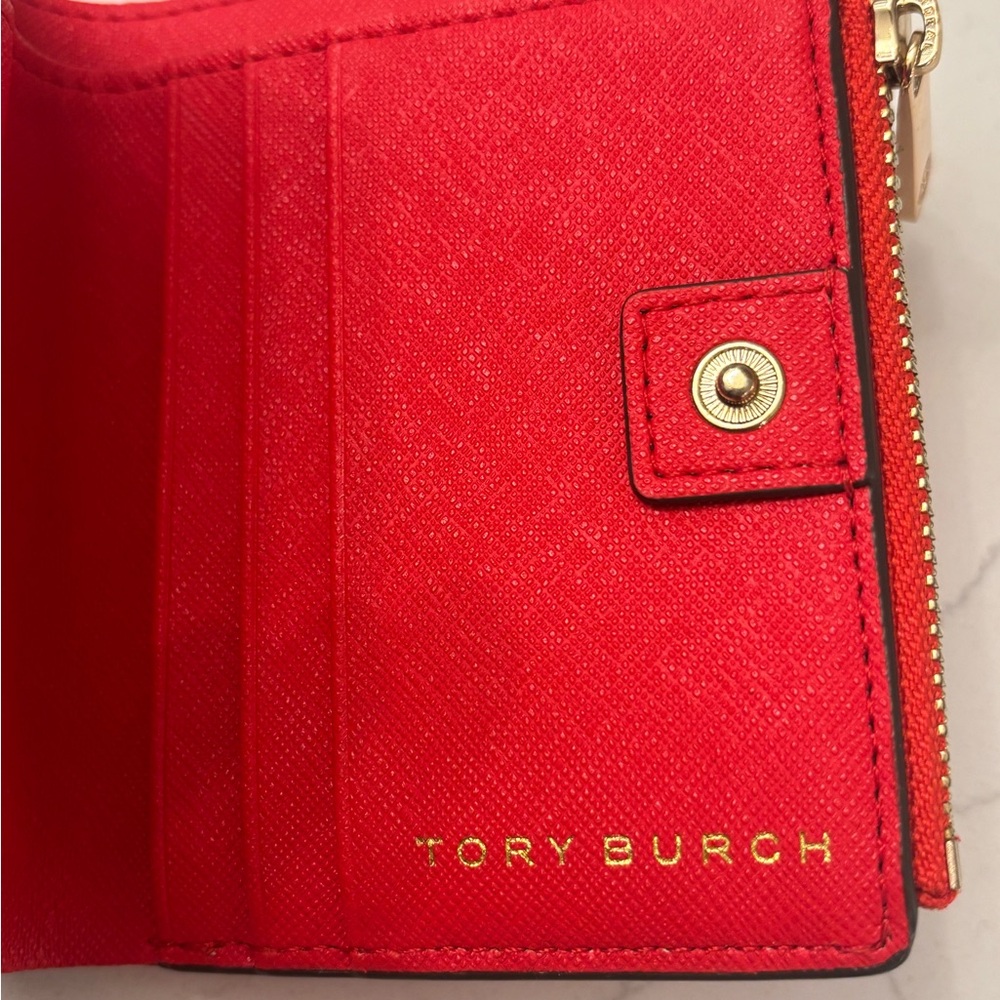 Tory Burch Vibrant Red Wallet with Gold Accent - Picture 2 of 8